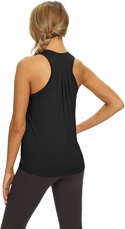 Mippo Workout Tops for Women High Neck Racerback Tank Tops Loose Fit Athletic Yoga Shirts - Image 3