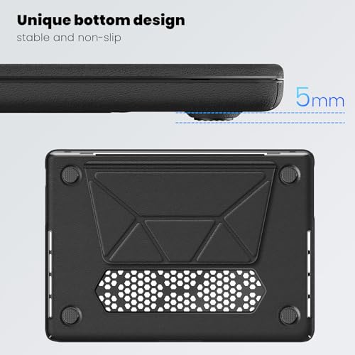 Image of ProElite Case for MacBook Pro 14 inch 2025 2024 2023 2022 2021 M5 Pro /M5 Max /M5 /M4 /M3 A2918 A2992 M2 A2779 M1 A2442 Pro Max, Slim Leather Case with Foldable Stand, Black