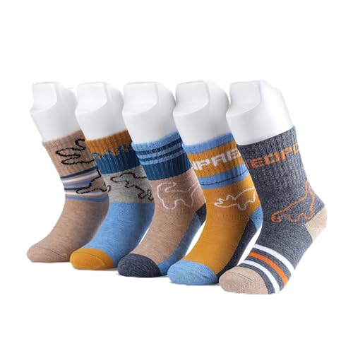 Image of Colourful Socks for Kids, Crew length, Soft Pure Cotton, Lightweight & Breathable, 1 to 9 Years, Pack of 5, Designer socks