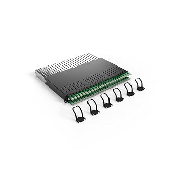 PATCHBOX 365 Cat.6a - 24-Port Patch Panel with Retractable Cable Management System for 19 Racks, Includes Flat 10GB Network Cables for Easy Network and Server Rack Setup STP, Green, 0.8m / 8RU