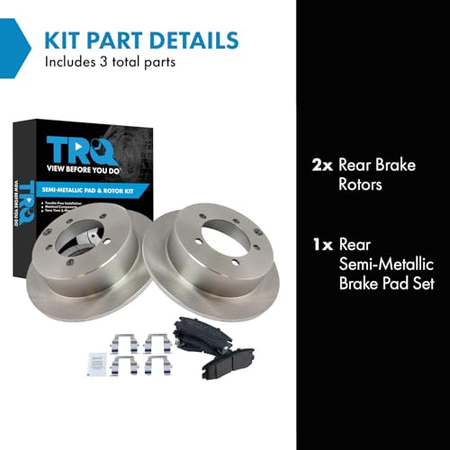 Image of TRQ Rear Brake Pad and Rotor Set Semi Metallic