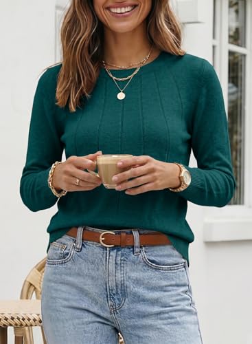Image of SHEWIN Womens Sweaters 2026 Casual Crewneck Long Sleeve Lightweight Knit Pullover Sweater Tops Fall Clothes