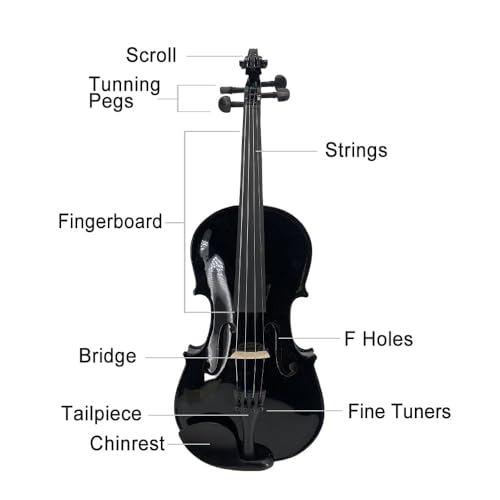 Image of Electric Violin 4 /4 full Size 4 string Acoustic Violin Spruce Maple Ebony Wood with Case, Bow Handmade for Beginners, Students, Professionals (Black)