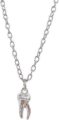 Silver Tooth Pendant Necklace for Women Cute Creative Medical Teeth Charm Chain Adjustable Fashion Jewelry for Dentist Doctor Nurse Dental Hygienist