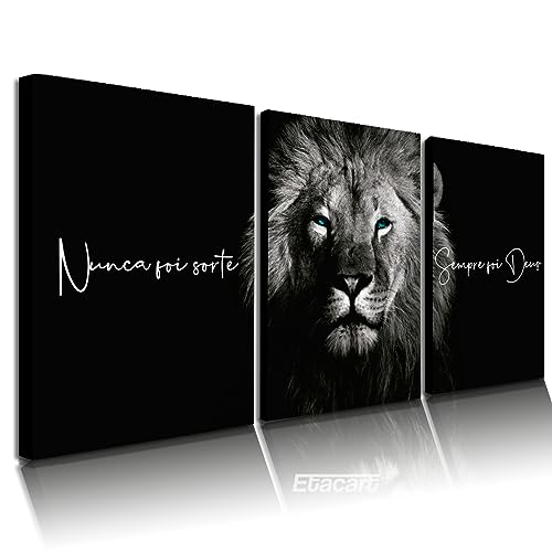 Quadro Decorativo Leão Nunca Foi Sorte Luxo Sala Quarto Hall