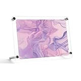  FJWKLRBV Cadre en acrylique transparent de 11,9 x 17,1 cm - Lignes fumées violettes imprimées - Cadre puzzle sur pied - Support de bureau