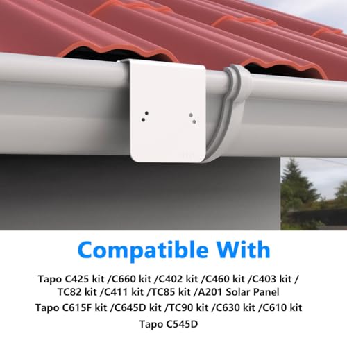 Koroao Gutter Mount Compatible with TP-Link Tapo C660 C615F C645D C402 C403 C460 C425 C630 C411 C610 TC82 TC90 TC85 KIT C675D KIT Solar Cameras and C545d,Tapo A201 Solar Panel Camera (White) by Koroao - Used condition - Image 2