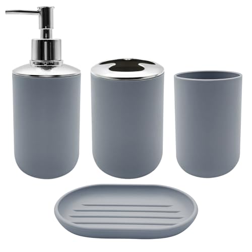 WBJKZJD Bathroom Accessory Set, 4 pcs Shatter-Resistant Resin Bathroom Accessories Set Include...