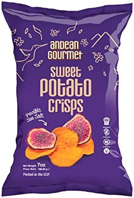 Andean Gourmet Sweet Potato Crisps 7 oz (Pack of 12) Gluten-Free Nut-Free Lactose-Free Kosher Certified Paleo Friendly Snack