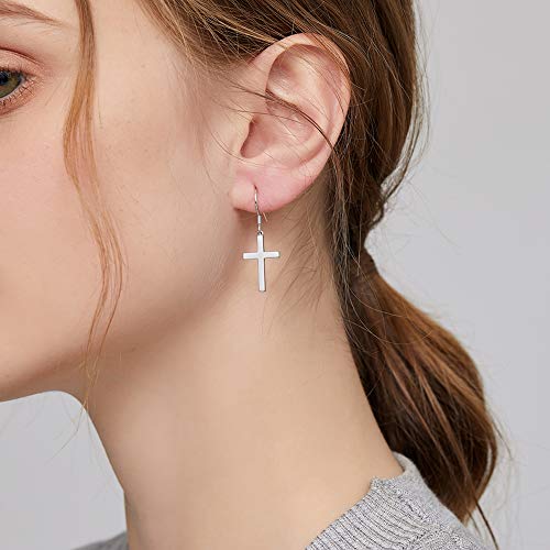 Cross Earrings For Women Silver Dangling Cross Earrings 925 Sterling Silver Cross Earrings For Men Cross Dangle Earrings Silver Cross Hook Earrings Cross Drop Earrings Silver Cross Jewelry Han Han #TOP2