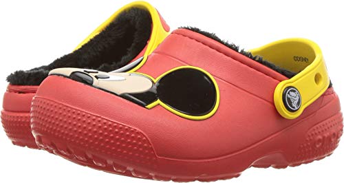 Image of Crocs Unisex Fun Lab Lined Mickey Mouse Clog, Flame, 1 M US Little Kid