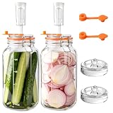YBCPACK Fermentiergläser 2L mit Gärventil & Glasgewicht – großes Einmachglas/Fermentationsglas Starter Set zum Fermentieren für Sauerkraut, Kimchi, Kombucha & Kefir (2er Set)
