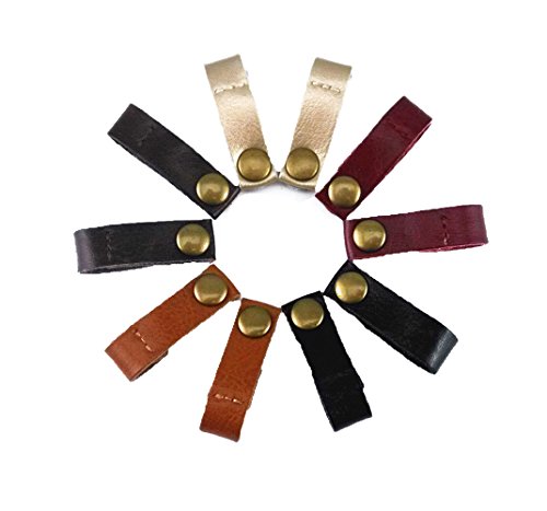 yueton 10pcs Colorful Leather Snap Button Desktop Cable Wire Management, Cable Cord Winder, Cable Organizer, Earphone Bobbin Winder