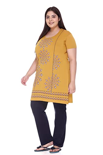 Image of In Love Women's Plus Size Printed Cotton Night Suit Set Short Sleeve | Cotton fabric - soft night suit set for sleepwear and home comfort
