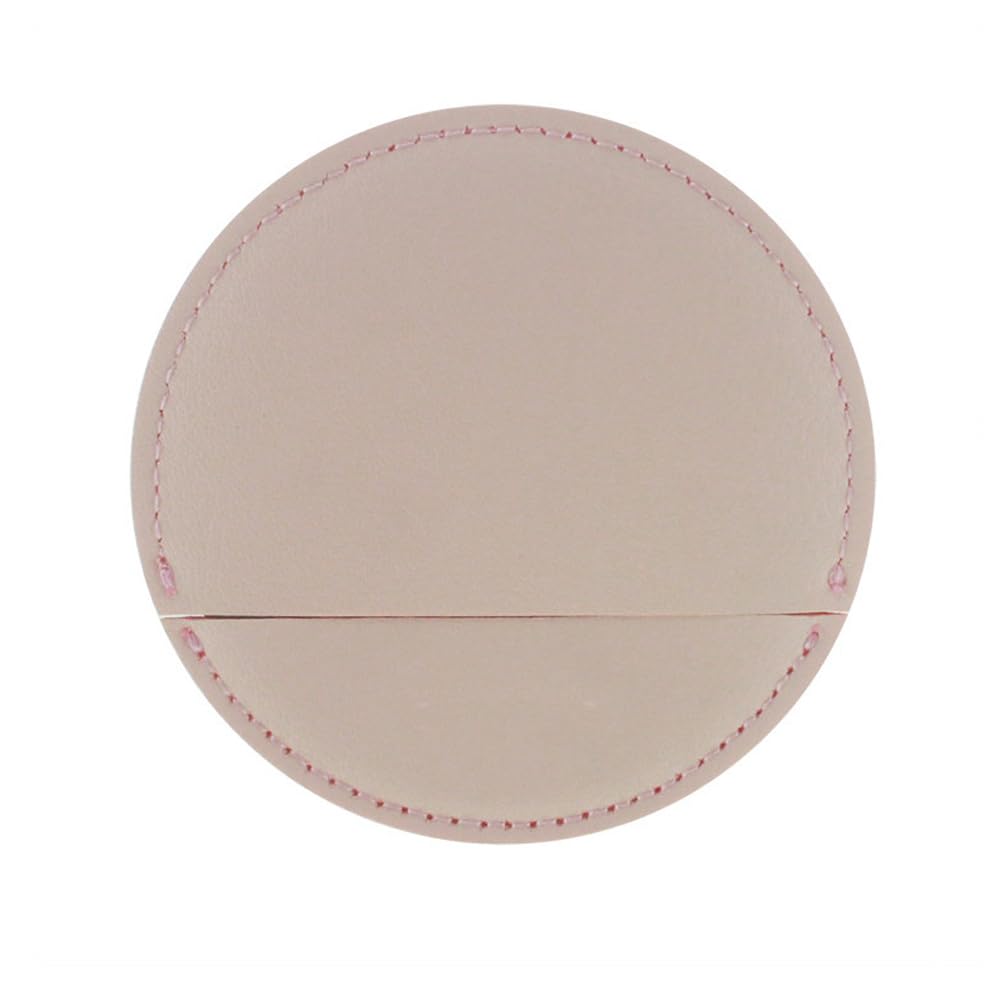 Stainless Steel Round Mirror with PU Leather Case Cover for Women Men (Pink)-image-13