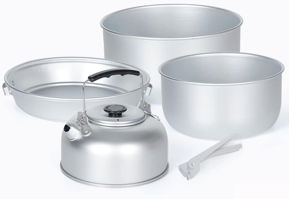 Camping Cookware Kit Outdoor Aluminum Cooking Set Water Kettle Pan Pot Travelling Hiking Picnic BBQ Tableware Equipment No Layer