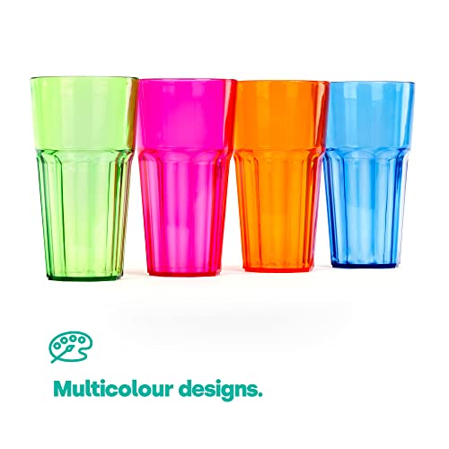 LIVIVO Set of 4 Plastic Tumblers, 600ml Plastic Cups Reusable, Stackable Design, BPA Free, Unbreakable Plastic Glasses - Image 4
