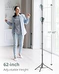 Sensyne 62" Trépied téléphonique & Selfie Stick, Support de trépied de téléphone cellulaire extensible avec télécommande sans fil et support de téléphone, Compatible avec iPhone Téléphone Android, Caméra (Noir)