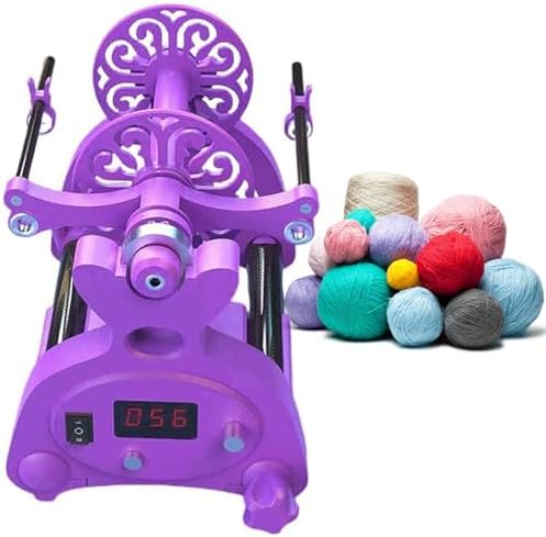 Mini Electric Spinning Wheel for Wool Yarn, Adjustable Forward/Reverse, Includes 3 Spools & 1 Pedal, Compact Household Fiber Craft Tool, Purple-B