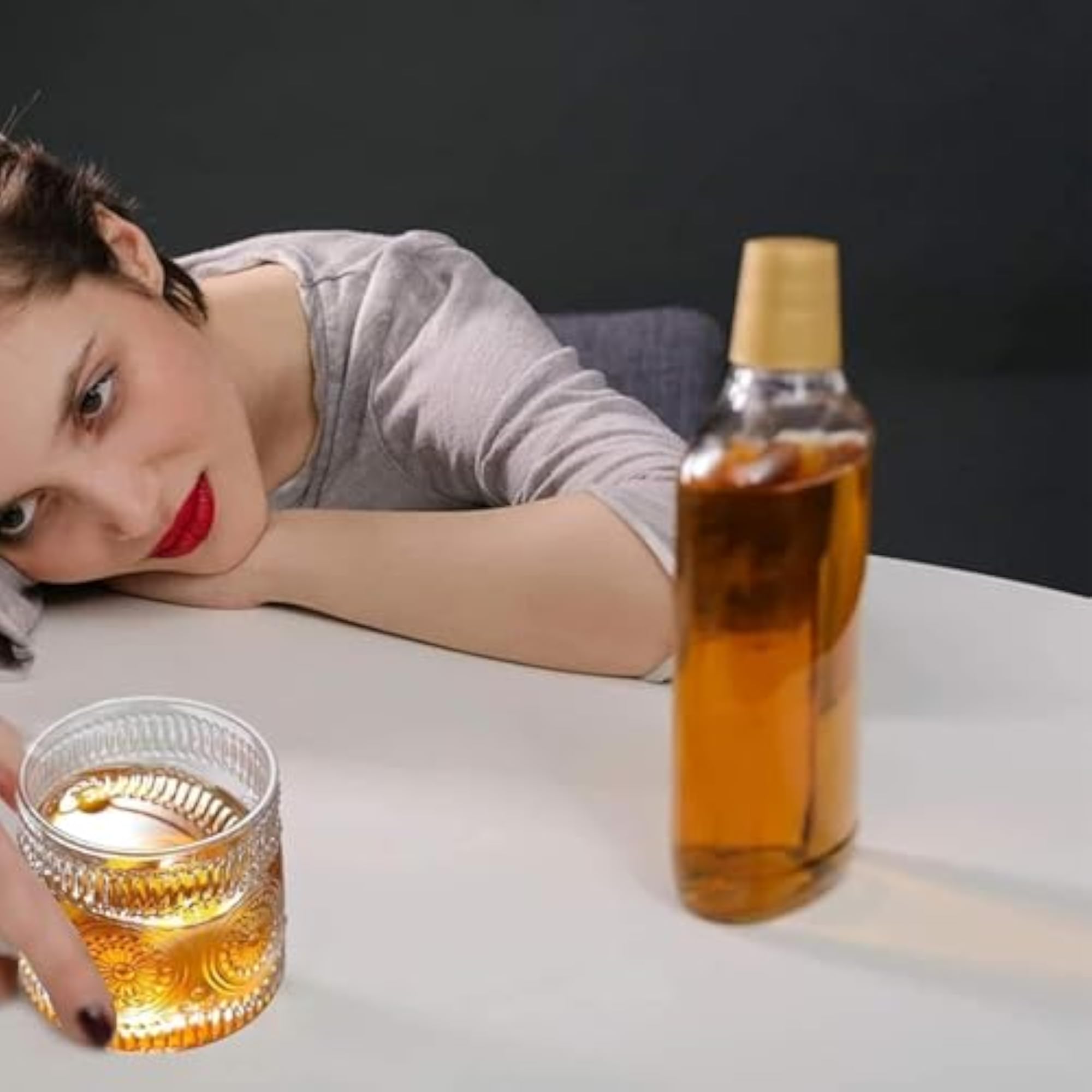 Fancy Dancing Whiskey Glass with Rotatable Bottom, Set of 2