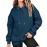 Kapuze  Hoodie Damen Pullover Kapuzenpullover Damen Button Down V-Ausschnitt Langarm Pullover Sweatshirt mit Kapuze Lose Casual Blusen Tops Hoodie Sweatshirt, Damen Kapuzenpullover, -Sweatshirt, Super weich und bequem, Geeignet für Erwachsene, Männer, Frauen, Jugendliche Classics Damen Kapuzenpullover Ladies Hoody, Frauen Kapuzensweatshirt Basic Sweater in vielen Farben erhältlich, Größen XS - 5XL Decke mit Ärmeln und