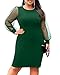 Pinup Fashion Plus Size Holiday Dress Women Emerald Green Christams Thankgiving Semi Formal Long Sleeve Round Neck Cocktail Bodycon Dresses