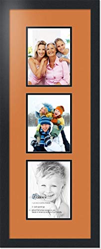 ArtToFrames Collage Photo Frame Double Mat with 3 - 6x8 Openings and Satin Black Frame