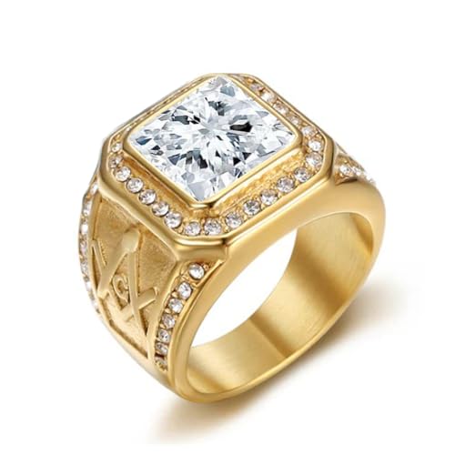 925 Sterling Silver Masonic Gemstone Ring for Men, Customize 1-4 Carat Square Gemstone Freemason Signet Band Men's Masonic Master Rings Fine Jewelry Gifts for Him