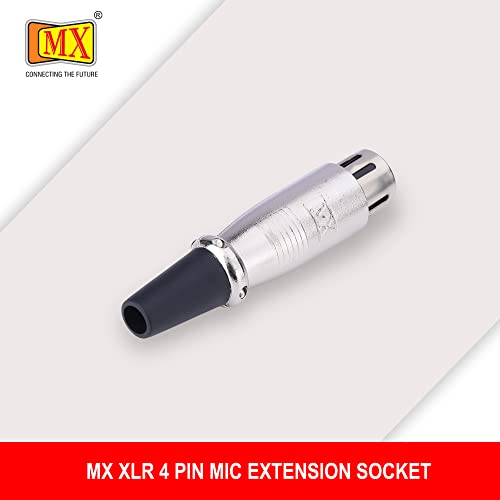 Image of MX 3 Pin XLR Microphone Connector pin Pure Copper Nickel Plated Pins1 for High Conductivity microphone (4-Pin XLR Female, Pack of 4, Female Connector)