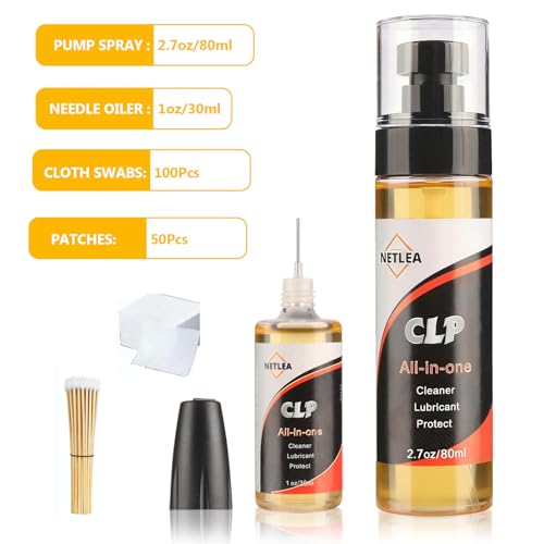 NetLea 3.7oz CLP Gun Cleaning Oil Needle Oiler & Gun Cleaner and Oil Spray Includes Reusable Cloth Swabs and Patches for Firearm Maintenance, Rust Prevention (3.7oz+Cloth Swabs and Patches) - Thumbnail 2