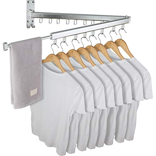 Wall Mounted Clothes Drying Rack , Foldable Space- Saving Laundry Rack for Indoor /Outdoor , Easy to Install and Durable (2-Pole Silver) Wall Mounted Clothes Drying Rack , Foldable Space- Saving Laundry Rack for Indoor /Outdoor , Easy to Install and Durable (2-Pole Silver)