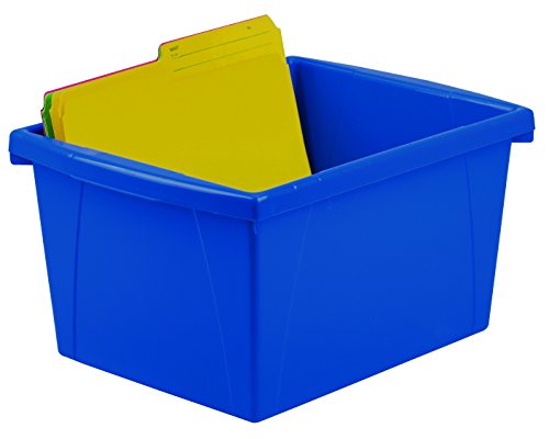 Image of Storex Small Storage Bins, 13.625 x 11.25 x 7.87 Inches, Assorted Colors, Color Assortment Will Vary, Case of 6 (61514U06C)