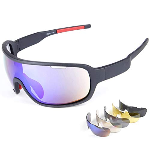 Gafas de Sol Deportivas polarizadas Unisex con 5 Lentes Intercambiables para Ciclismo al Aire Libre, montañismo, Pesca