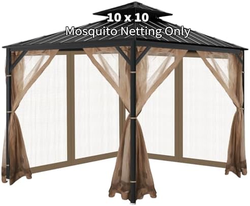 OIPUNSHLE 10x12 Gazebo Replacement Mosquito Netting, Red 4 Panel Universal Fit, Insect Screen Walls image 27
