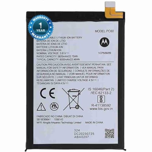 Image of PC60 Battery for Motorola XT2343 G54 PC60 6000mAh Internal Battery with 1 Year Warranty*** (MAR189)