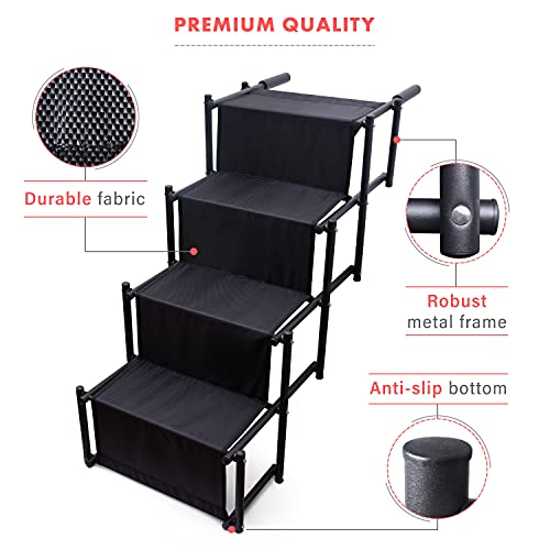 Vaygway Car Dog Steps Foldable Stairs – Pet Portable Metal Frame Car Stairs – Adjustable Folding Ramp Stairs Any Pet #TOP22