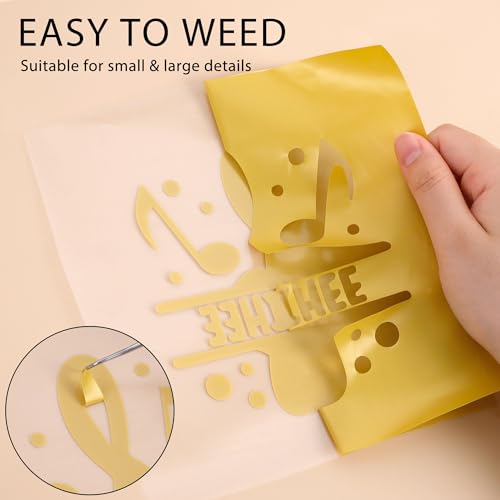 Image of HTVVETUR Gold HTV Iron on Vinyl 12Inch by 35ft Heat Transfer Vinyl for T-Shirt HTV Rolls for All Cutter Machine - Easy to Cut & Weed (35ft, Golden)