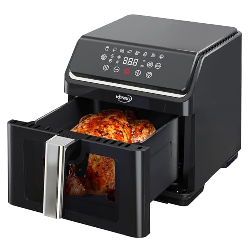 KINSING Air Fryer with Window Visible 8-in-1,8.7-Qt Large space,85% Less Oil,Roast, Bake, Dry, Reheat, Frozen, Broil,160-400? Even Results With Precise Temperature Control,Dishwasher-Safe