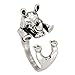 Chengxun Antique Silver Tone Realistic Hippo Animal Wrap Ring Fashion Jewelry for Woman and Girls