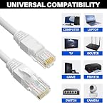 Cat5e Ethernet Cable 25 FT, Long Cat 5e Internet Cable, White Snagless Patch Cord, Flexible, Network, LAN, PoE, Standard RJ45 Connector for PC, Server, Router, Modem, TV, PS5 - with 15 Cable Ties - Image 4