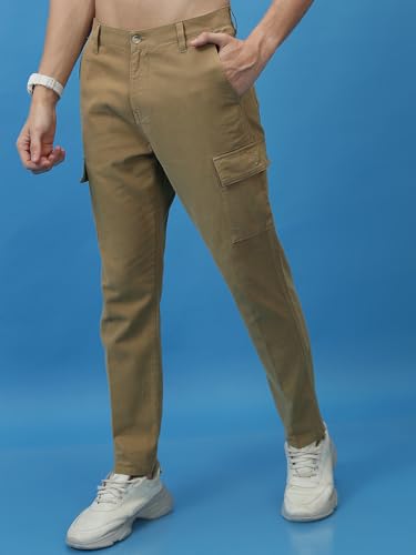 Image of Highlander Men's Tapered Fit | Cargo Trousers | Sleek & Functional | Utility Pockets | Trouser for Men | Men Trousers