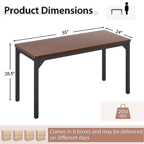 image for COSTWAY Conference Table, 55” x 24” Large Meeting Room Table W/Hea