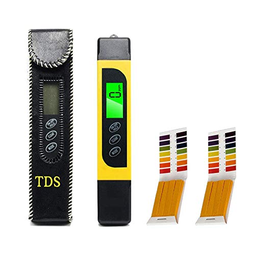 Holoras Water Quality Tester, TDS EC Temp Meter LCD Digital Water Tester with 2pcs PH Test Strips for Drinking Water, Aquariums, Swimming Pools