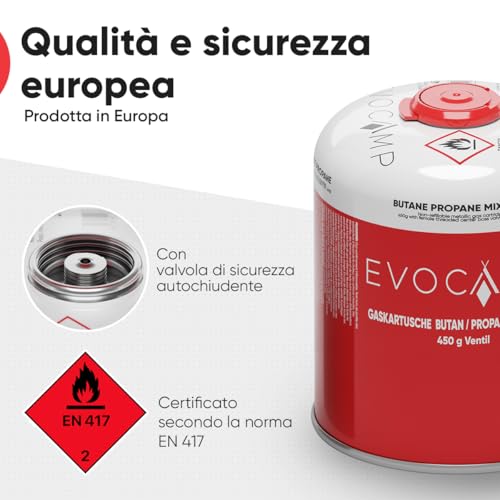 Evocamp Cartuccia Di Gas Propano Butano Da 450G, Cartuccia A Vite Con Filettatura Europea 7/16", Bombola Di Gas A Valvola Da 809Ml, Bombolette Di Gas Utilizzabile Per Griglie Weber (12X) - 4