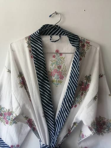 Kimono Handblock Cotton Indian Kimono Women Clothing Garment Beach Wear Delivery Robes Free Size Long Kimono Beach Wear Cotton Robe Bridesmaid Robe By Ranjanacraft. (44 Inch Long Uk Women's) #TOP1