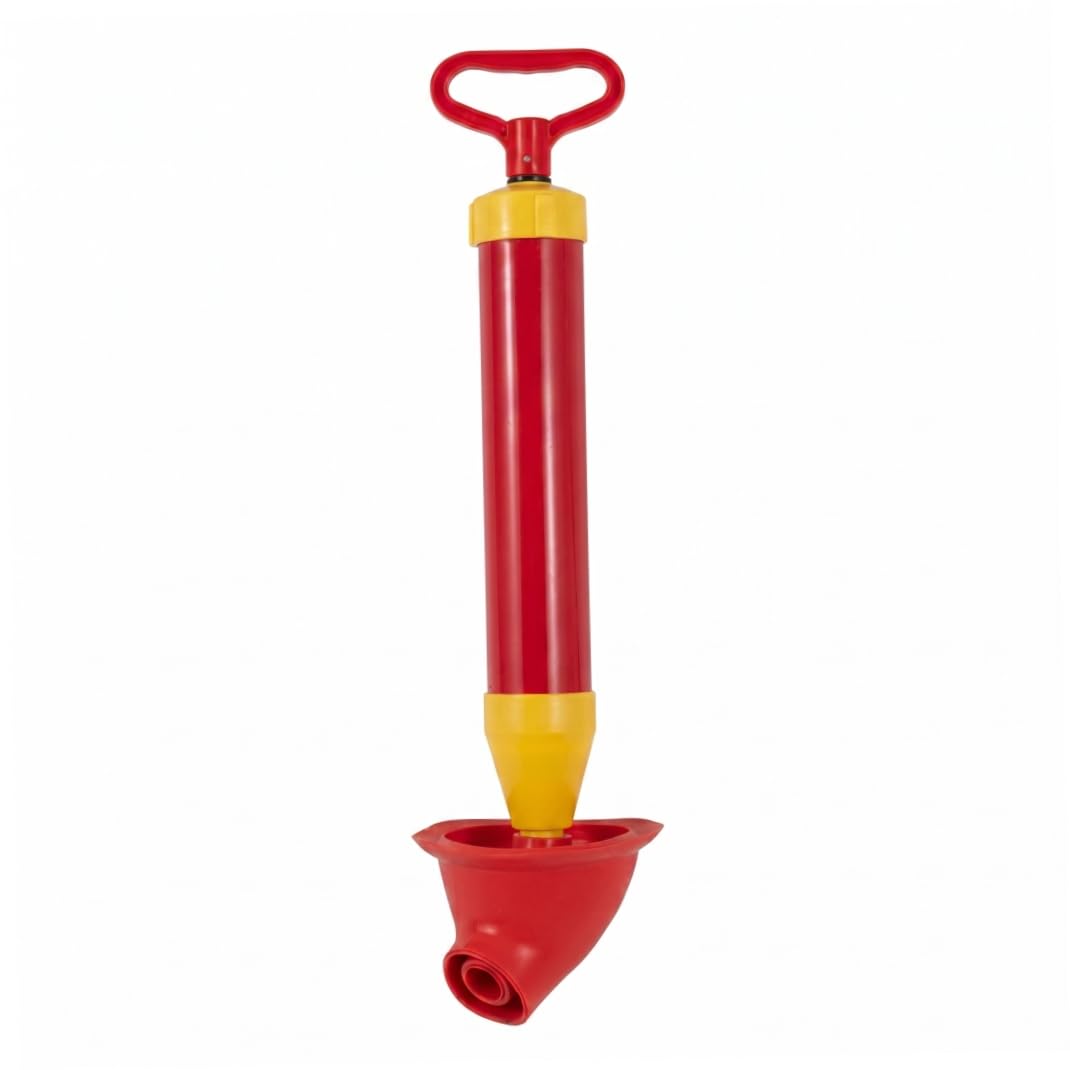 Desatascador de inodoro de alta resistencia rojo con copa curva para baño