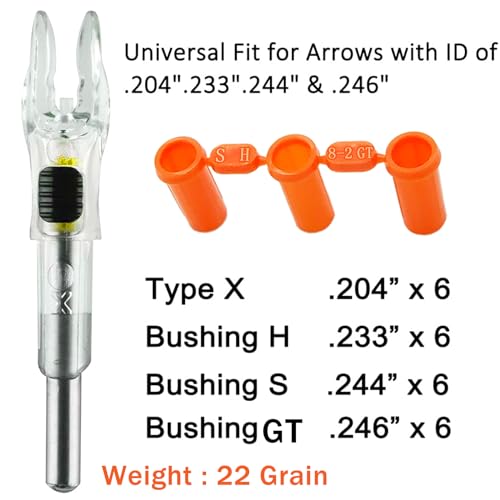 Image of 6PCS X Lighted Nocks for Arrows with .204 .233 .244 .246 Inside Diameter with H, S, GT Bushings High-Visibility LED Arrow Nocks, ON /Off Switch Included