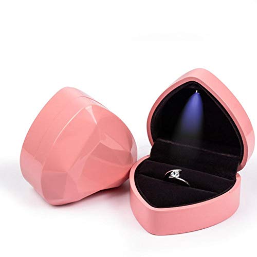 Preisvergleich Produktbild globalqi LED Ring Box, Herzform Schmuck Display Geschenkbox Ohrring Beleuchtung Speicherorganisator Fall für Valentinstag, Vorschlag, Hochzeit, Verlobung, Jubiläum, besondere Anlässe