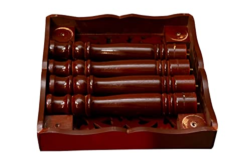 Image of Device Bas with BROWN ART SHOPPEE Wood Center Small Carved Coffee Table Fold-Able Square Shaped Side Table For Tea Coffee Breakfast (Brown)