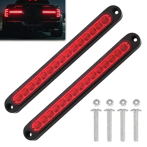 Menibeuty 2Pcs 12-24V Luces Led De Pilotos Traseros Remolque, Tercera Luz De Freno, Luces Remolque Traseras, RV, UTV, ATV, Parada A Prueba De Agua(Rojo)